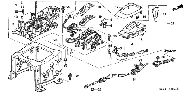 2006 Acura MDX Shift Control Cable Diagram for 54315-S3V-A83