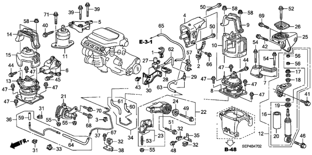 2007 Acura TL Engine Mounts (MT) Diagram