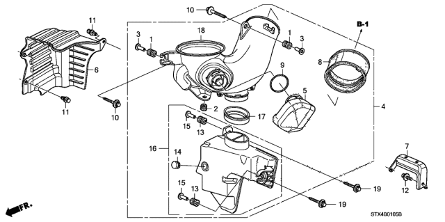 2013 Acura MDX Resonator Chamber Assembly Diagram for 17230-RYE-A10