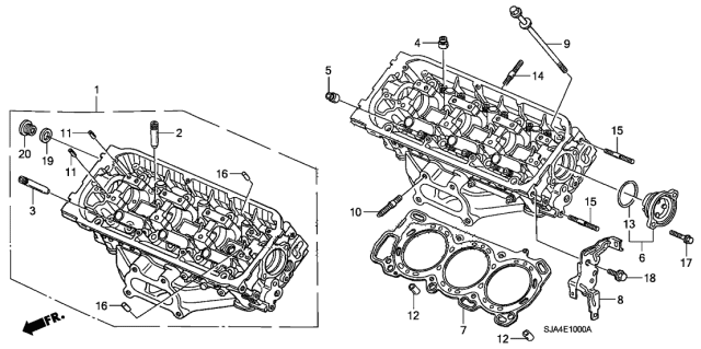 2005 Acura RL Cylinder Head Assembly, Front Diagram for 12100-RJA-305