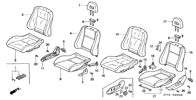 1999 Acura Integra Left Front Seat Back Cover (Mild Beige) Diagram for 81521-ST7-A04ZE