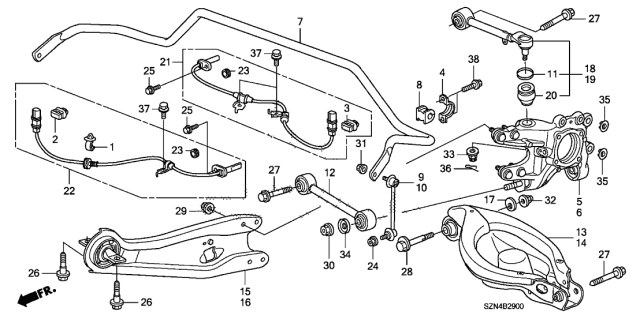 2010 Acura ZDX Rear Arm A (Lower) Diagram for 52345-SZA-A02