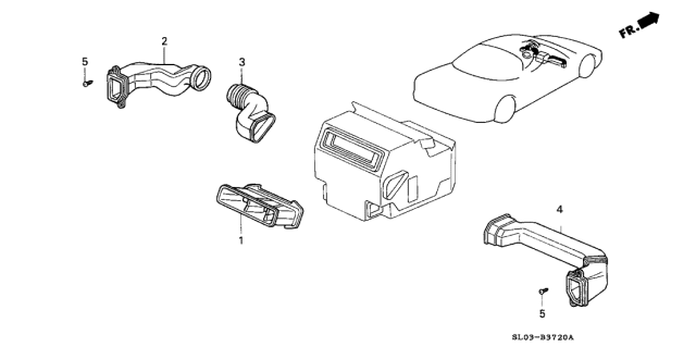 1997 Acura NSX Duct Assembly, Center Diagram for 77410-SL0-A01