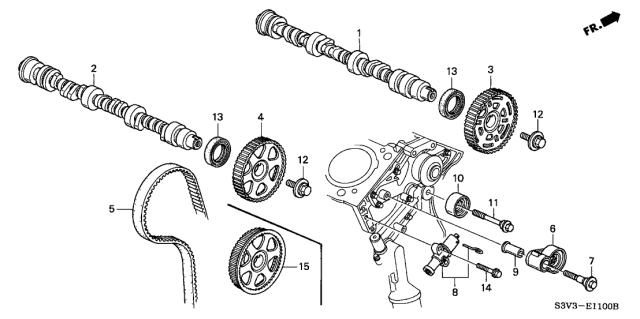 2001 Acura MDX Camshaft, Front Diagram for 14100-P8E-L00