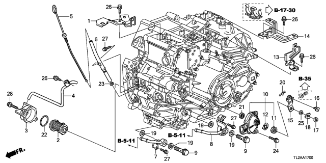 2013 Acura TSX AT Oil Level Gauge - ATF Pipe (V6) Diagram