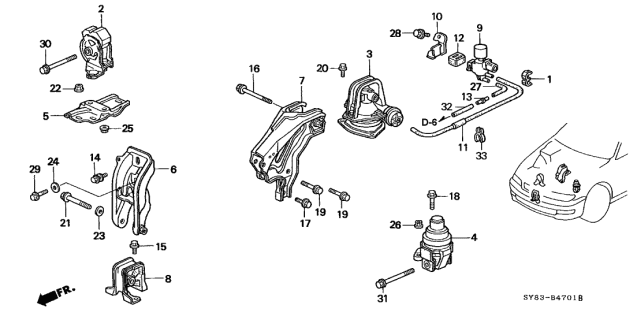 1997 Acura CL Bracket, Rear Engine Mounting (At) Diagram for 50827-SM4-J83