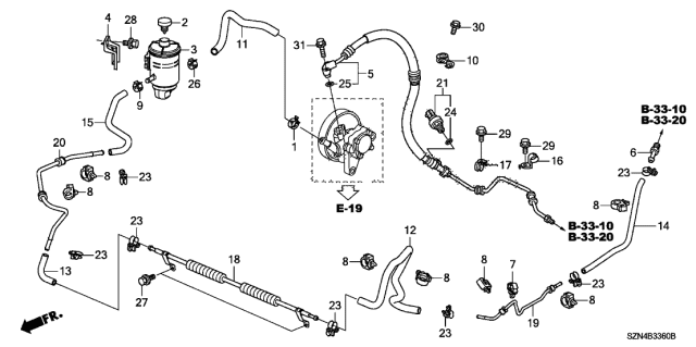 2012 Acura ZDX Power Steering Return Hose Diagram for 53734-SZN-A51