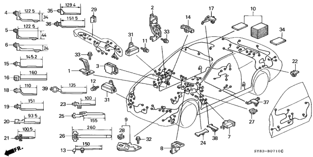 1999 Acura CL Tape Set, Interior Cord Plaster (10 Pieces) (Service) Diagram for 83202-SV4-305