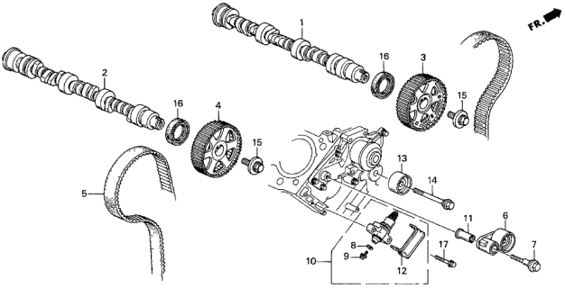 1998 Acura CL Camshaft, Front Diagram for 14100-P8A-A00