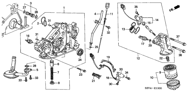2001 Acura MDX Oil Pump - Oil Strainer Diagram