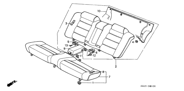 1990 Acura Legend Cushion Assembly, Rear Seat (Chic Blue) Diagram for 82130-SG0-A14ZB