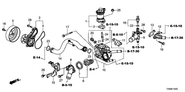 2013 Acura ILX Rubber, Thermostat Mounting Diagram for 19305-PLC-A00