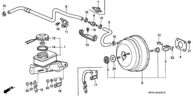 1991 Acura Legend Stay, Master Power Tube Diagram for 46406-SP0-A01