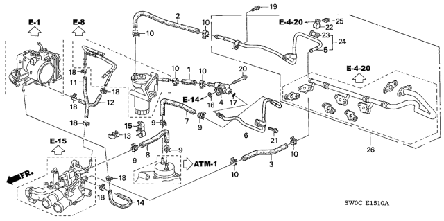 2004 Acura NSX Clamp, Delivery Pipe Diagram for 18753-PR7-000
