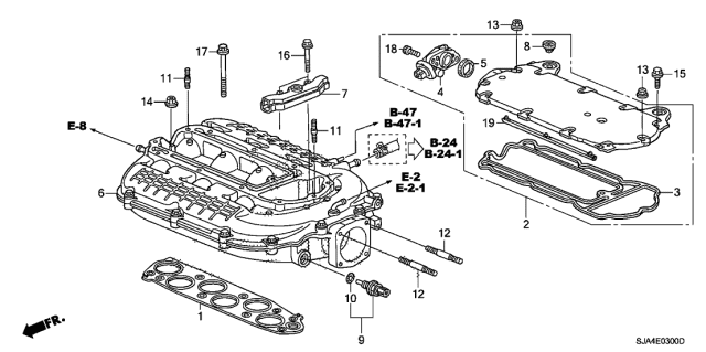 2008 Acura RL Intake Manifold Cover (Upper) Diagram for 17140-RKB-013