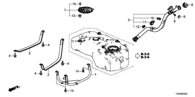 2018 Acura RDX Band, Driver Side Fuel Tank Mounting Diagram for 17522-TX4-A00