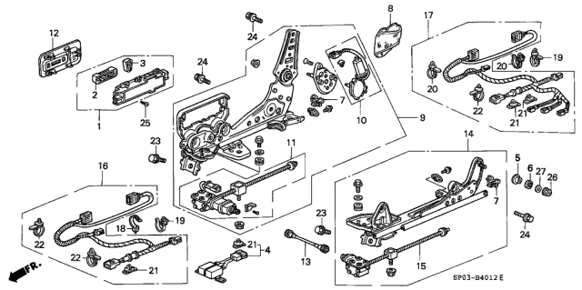 1995 Acura Legend Front Seat Components Diagram 2