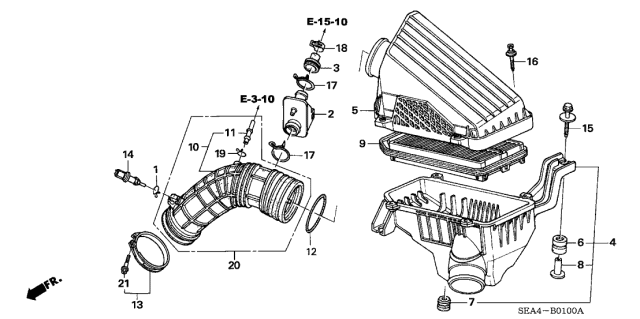 2004 Acura TSX Air Hose Joint Diagram for 17229-RAA-A00
