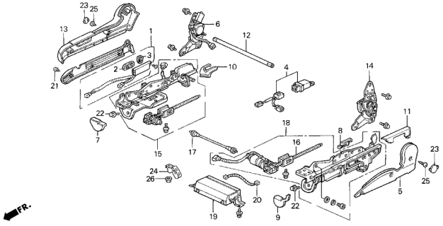1990 Acura Legend Right Front Seat Adjuster (Power) Diagram