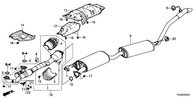 2014 Acura MDX Exhaust Pipe - Muffler (3.5L) Diagram