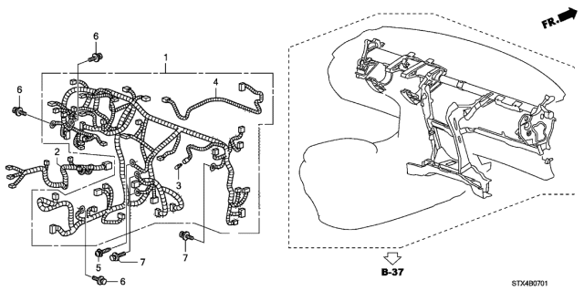 2008 Acura MDX Wire Harness, Instrument Diagram for 32117-STX-A01