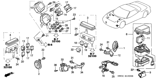 2004 Acura NSX Cover Assembly (Upper) (A) Diagram for 38251-SL0-A11