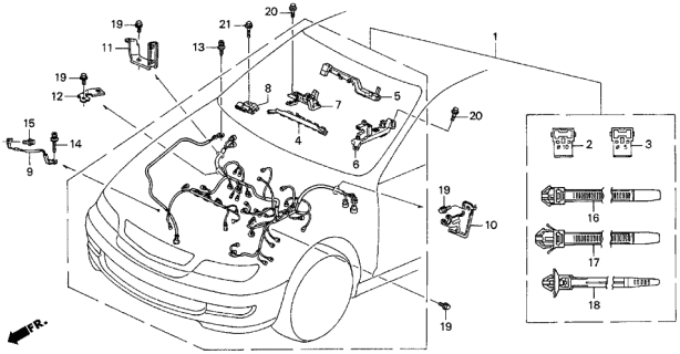 1997 Acura CL Holder, Rear Wire Harness (Upper) Diagram for 32128-P8A-A00