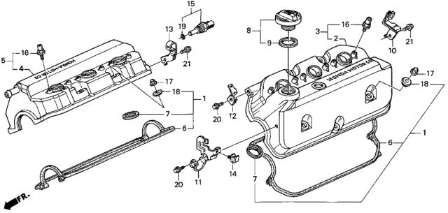 1996 Acura TL Engine Valve Cover Gasket Set Diagram for 12030-PY3-000