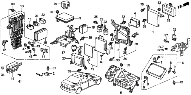 1995 Acura TL Control Unit - Cabin Diagram