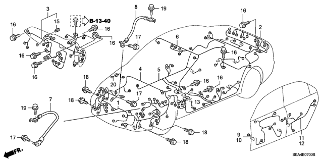 2007 Acura TSX Sub-Wire Harness, Instrument (Include Feeder) Diagram for 32117-SEC-A62