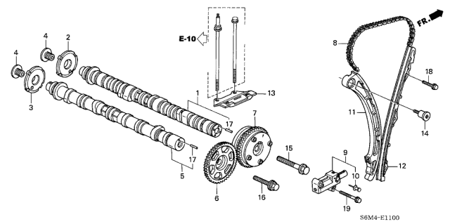 2004 Acura RSX Camshaft, In. Diagram for 14110-PPA-010