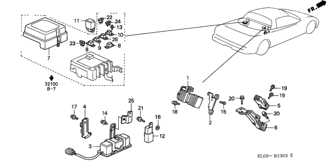 1998 Acura NSX Stay, Connector Diagram for 32756-PBY-J01