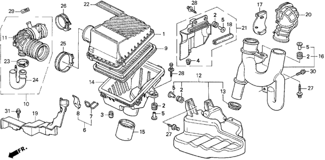 1994 Acura Vigor Air Cleaner Clamp Diagram for 17314-PZD-A00