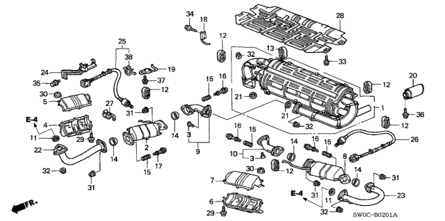 2005 Acura NSX Catalytic Converter Diagram for 18160-PR7-A50