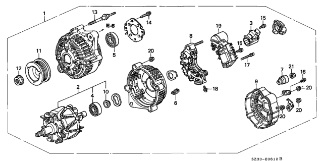 1996 Acura RL Alternator Assembly (Clb54) (Denso) Diagram for 31100-P5A-003