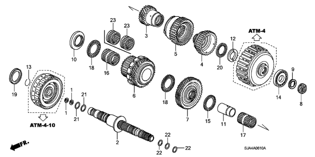 2005 Acura RL Gear, Secondary Shaft Low Diagram for 23411-RJB-000