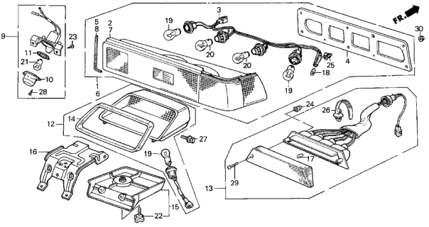 1989 Acura Integra Light Assembly, High Mount Stop Diagram for 34270-SD2-A03