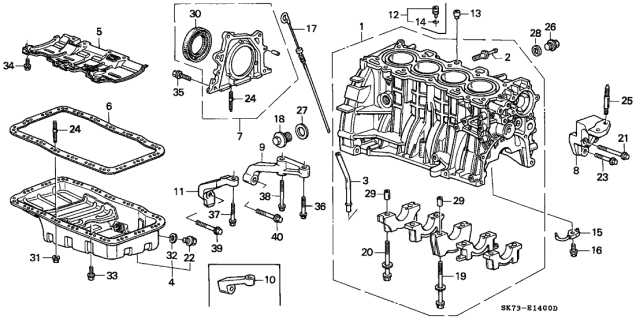1991 Acura Integra Cylinder Block - Oil Pan Diagram
