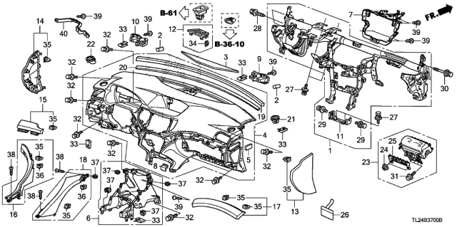 2011 Acura TSX Bracket, Center Joint Diagram for 77113-TA0-A00