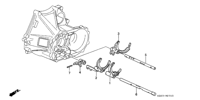 1990 Acura Legend Piece, Fifth & Reverse Shift Diagram for 24243-PG2-000