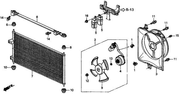 1997 Acura CL Bracket, Condenser Mount (Upper) Diagram for 80111-SS8-A20