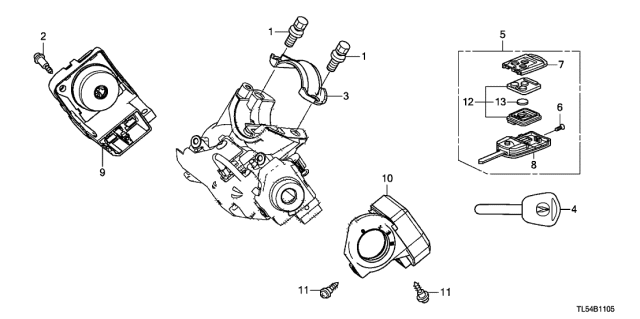2013 Acura TSX Immobilizer & Transmitter Key (Driver 2) (Blank) Diagram for 35113-TL4-A30