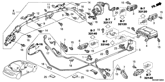 2006 Acura TSX Sub-Wire Harness, Side Curtainairbag (Include Feeder) Diagram for 77962-SEA-G02