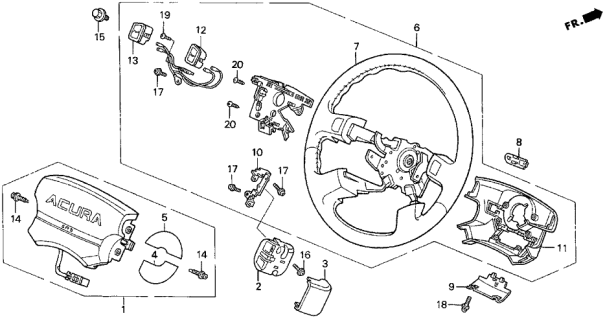1996 Acura TL Button, Passenger Side Horn (Medium Taupe) Diagram for 78521-SL5-A81ZJ