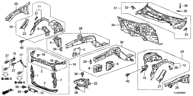 2014 Acura TSX Dashboard (Lower) Diagram for 61500-TL2-A10ZZ
