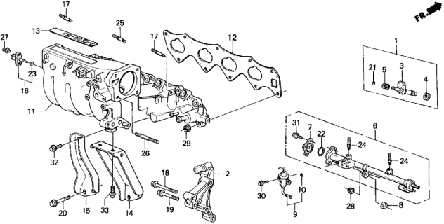 1989 Acura Integra Manifold, In. Diagram for 17100-PG7-A10