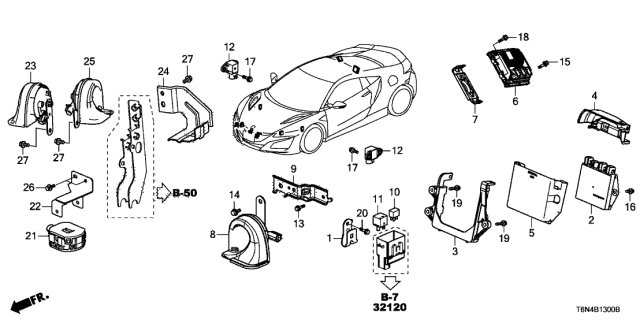 2021 Acura NSX Horn Assembly (Low) Diagram for 38100-T6N-A11