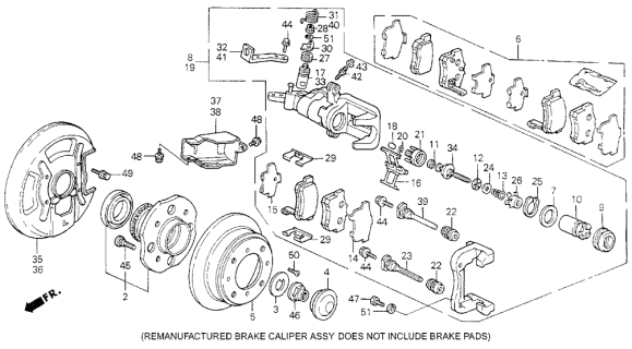 1992 Acura Vigor Rear Disc Brake pad Set Diagram for 43022-SL5-000