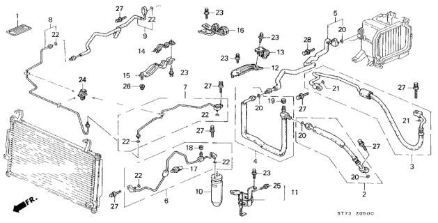 1994 Acura Integra Receiver Pipe C Diagram for 80343-ST7-A21