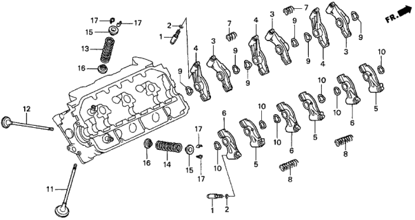 1998 Acura TL Lifter, Valve Diagram for 14540-PY3-000